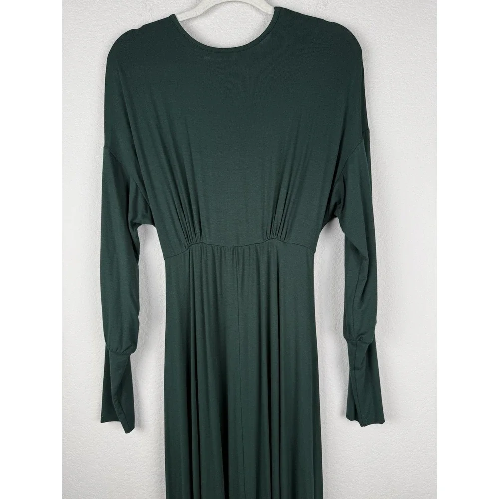 24seven Comfort Apparel Bishop Sleeves Maxi Dress Women's‎ Large Green Stretch